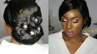 How To bridal Hair Updo and Makeup / Nigeria Wedding Makeup / Acne Covering/ Sponsored by Hairspells screenshot 4