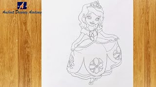 Princess Sofia Drawing |EASY and Step by step.Cartoon Drawing | pencil sketch.