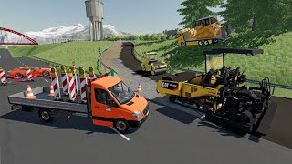 Construction d'une bretelle de sortie d'autoroute en enrobé | Farming Simulator 22 paysagiste screenshot 1