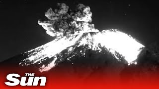 Mexico's Popocatepetl volcano erupts releasing 'incandescent material' into the sky