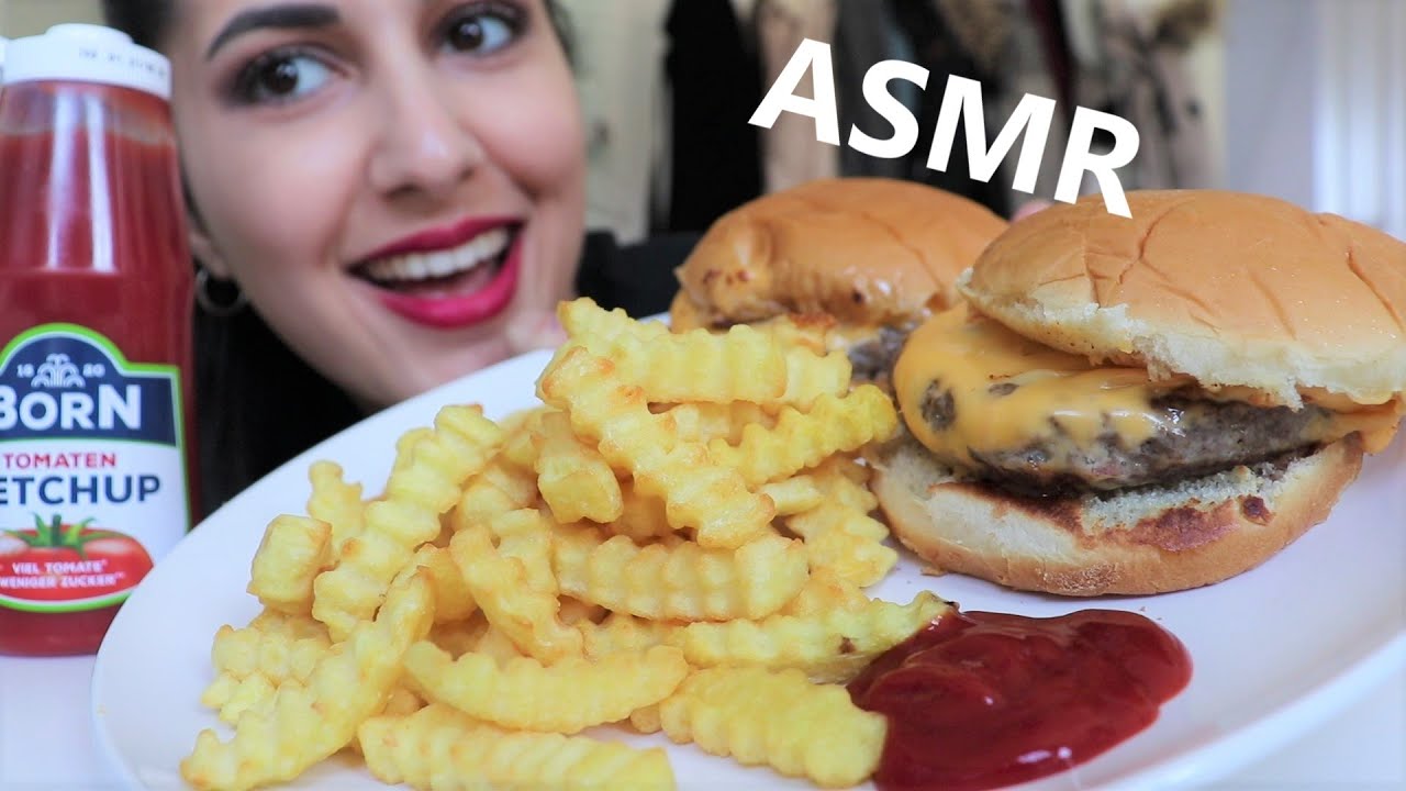 ASMR | CHEESEBURGER | FRIES | EATING SOUNDS | NO TALK | CHEWING SOUNDS | HAMBURGER | breeze eats
