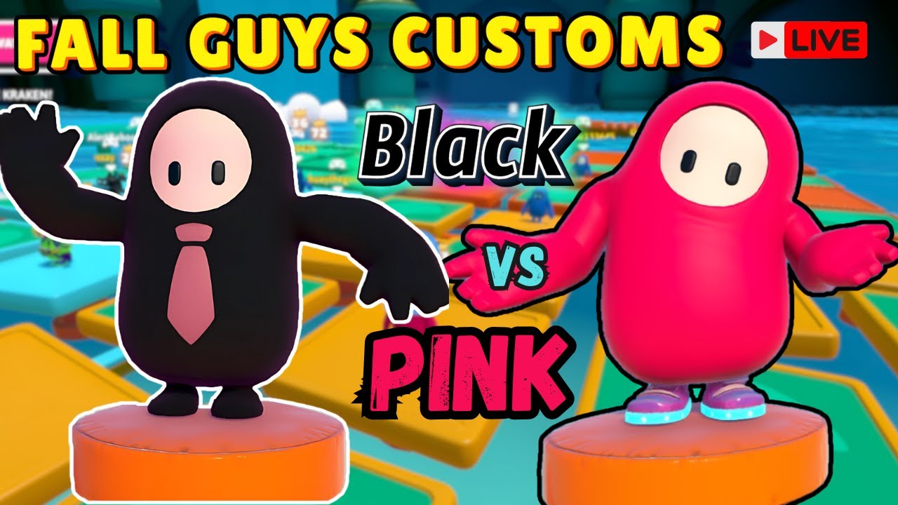 🔴Fall Guys Customs ⚫Black vs 🎀 Pink | 