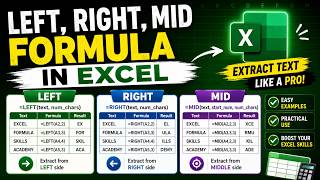 Excel LEFT, RIGHT, MID + FIND, LEN & MATCH Formulas | Text Functions Explained Easily