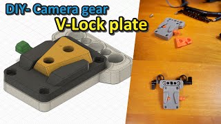 [DIY] Camera gear, V-lock plate for V-mount battery by 3D modeling & printing, Free shared STL files