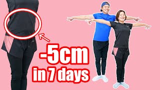[-5cm in 7 days] Lose belly fat right after exercising! Abs workout while standing!