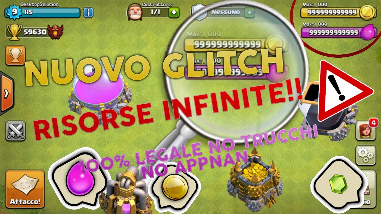 Clash Of Clans Risorse Infinite Bug Aggiornamento 100 Legale No Trucchi No Appnana Youtube