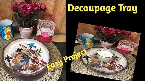 Decoupage wooden tray with paper napkin / Decoupage Tutorial for Beginner / Easy project 