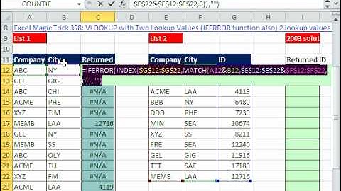 Excel Magic Trick 606: INDEX & MATCH Two Lookup Values