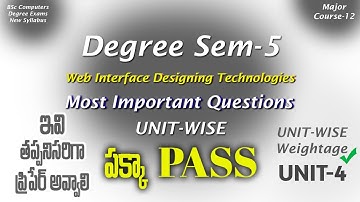 Degree Semester 5 - Web Interface Designing Technologies Most Important Questions UNIT-4 Weightage