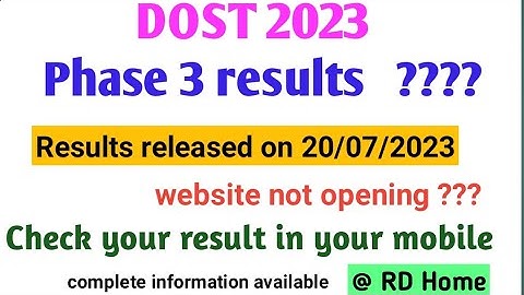 DOST Phase 3 Results seat allotment