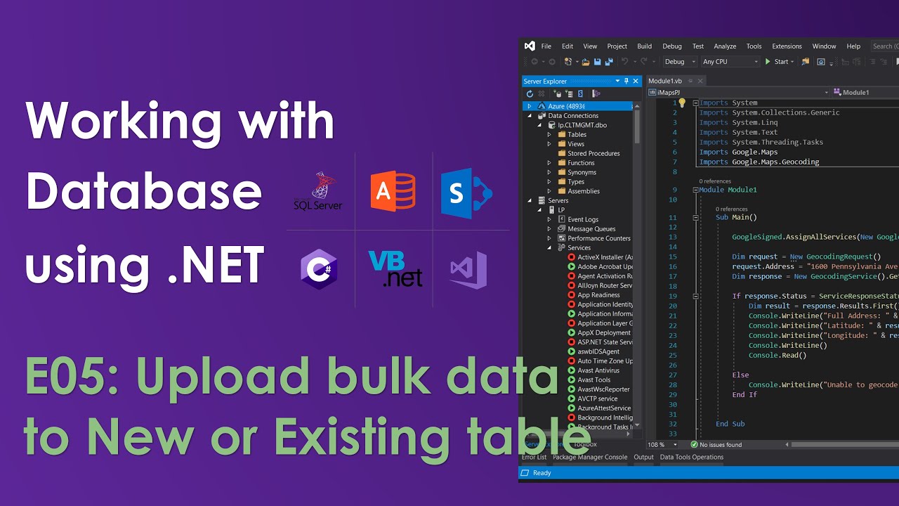 Upload Bulk Data from csv to New or an Existing Table - Oledb .NET E05 Upload Bulk Data from csv to New or an Existing Table - Oledb .NET E05