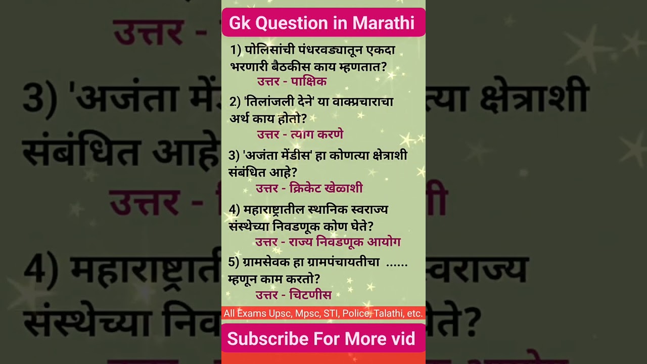 Gk Question in Marathi 