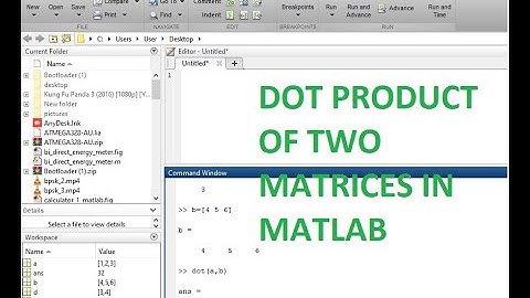 How to take dot product of two matrices or vectors in matlab