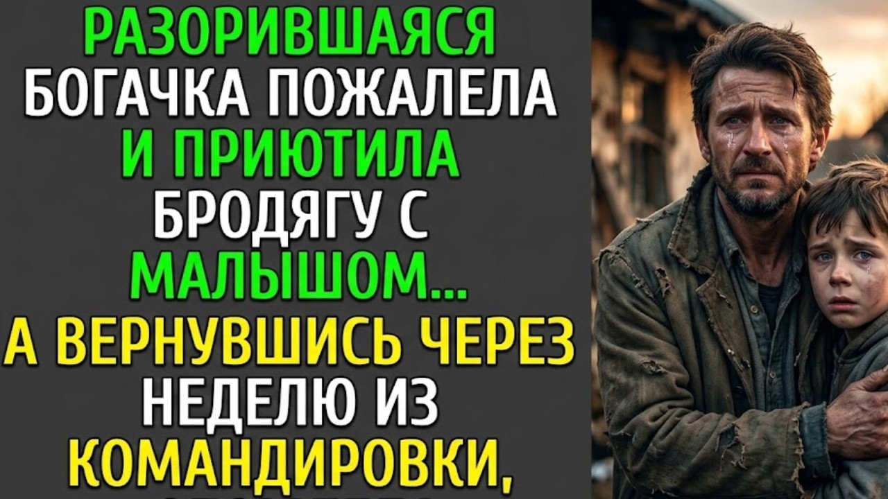 Разорившаяся богачка приютила бродягу с малышом вернувшись через неделю, она была в шоке 😱