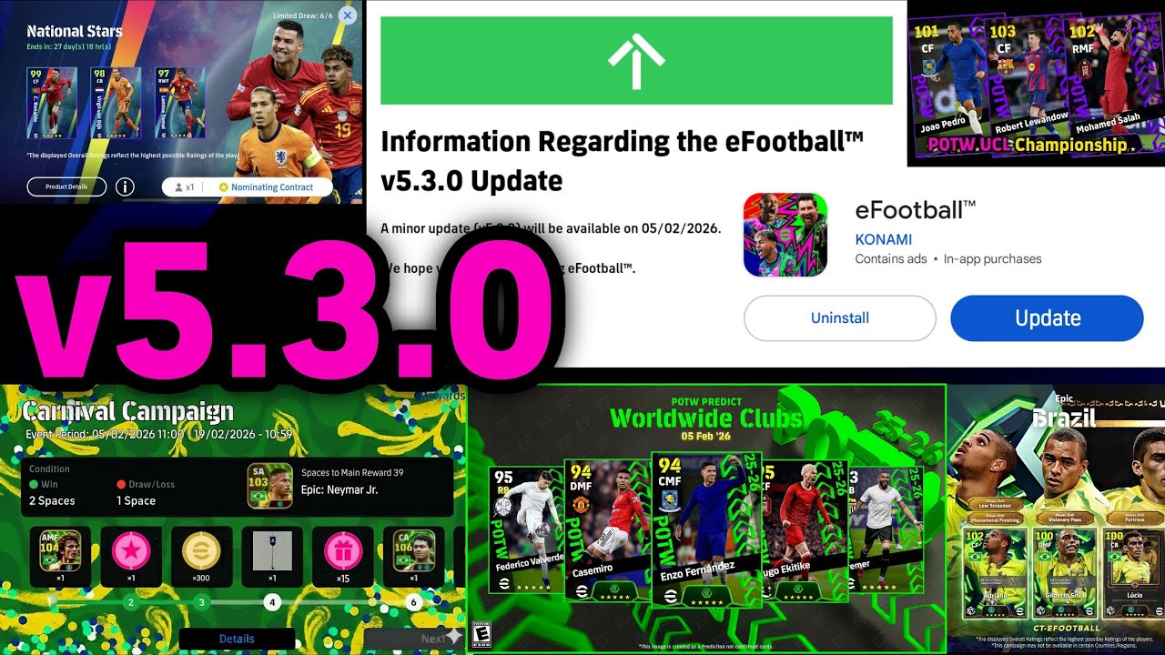 Дата официального релиза версии 5.3.0 и полная информация о eFootball 2026 • Новая карнавальная к...