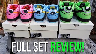 FULL SET! POWERPUFF GIRLS X NIKE SB DUNK LOW IN-HAND REVIEW/UNBOXING! (All Pairs)