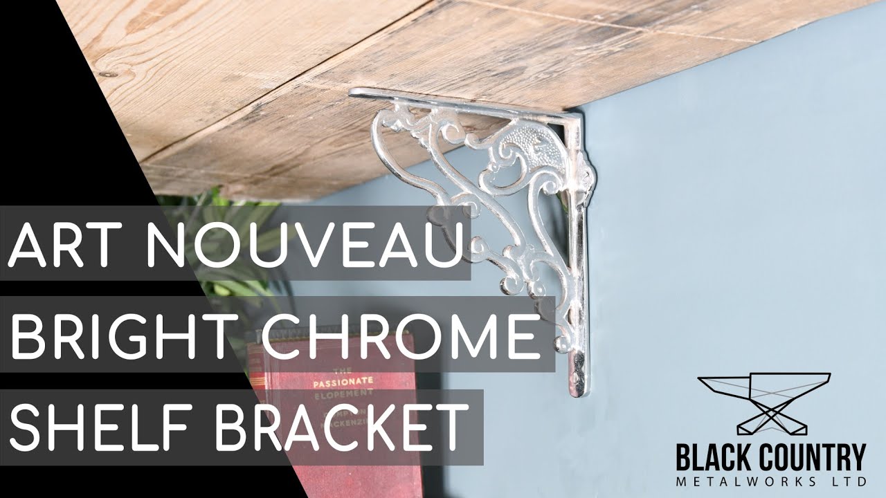 Art Nouveau Bright Chrome Shelf bracket 21 x 19cm