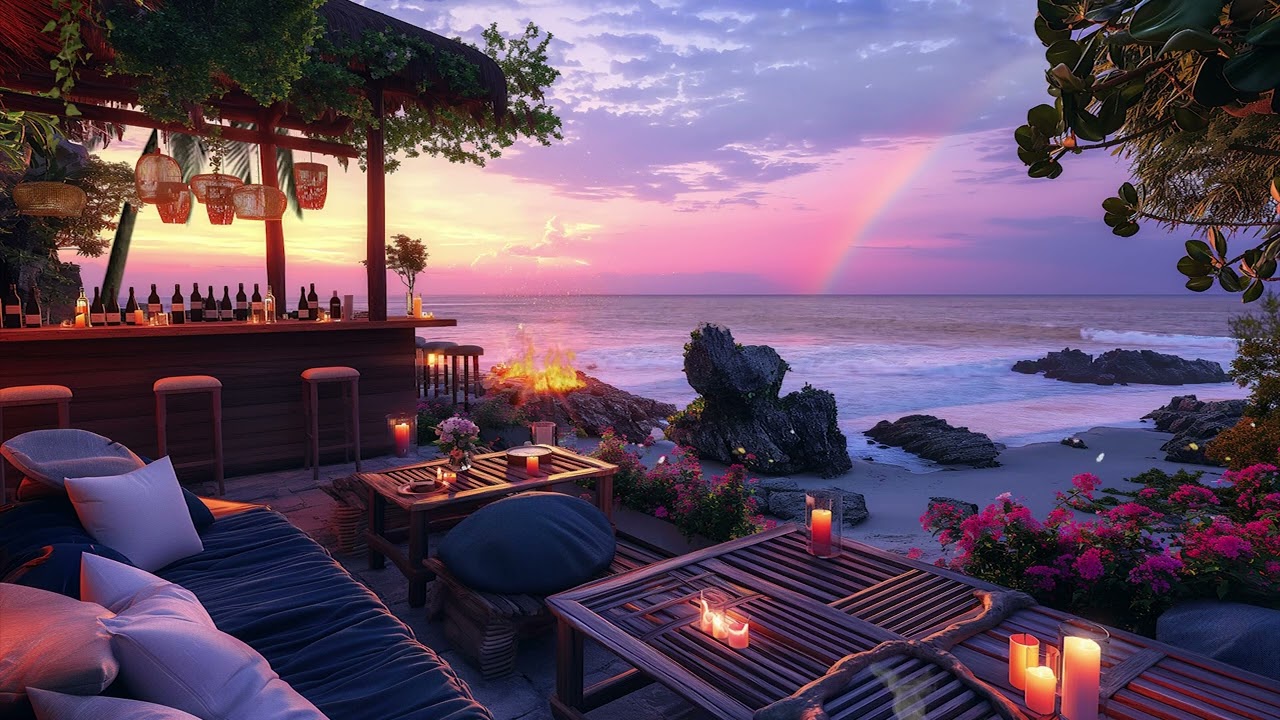 Autumn Outdoor Bar Classic 🍂 Relax with Soft Jazz Piano Music