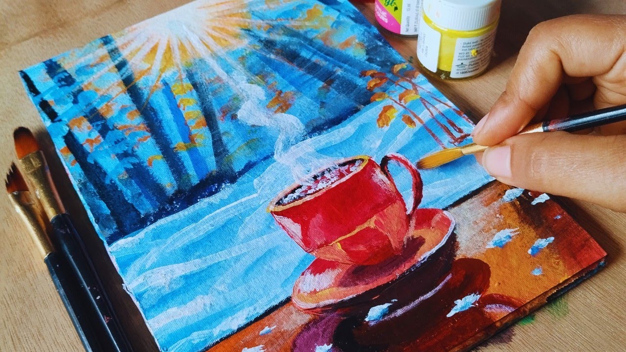 How to Paint a Beautiful Winter Morning Scenery || Acrylic Painting Step by Step for Beginners