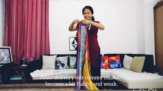 Belly binding post childbirth-easy way to belly bind using cotton dupatta-tummy wrap- post partum