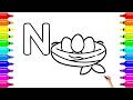 N for Nest Drawing & Coloring 🪺 | Step by Step Art for Children