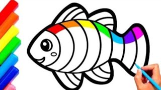 Cute Fish Drawing | How to draw a cute Fish with colour easy step by step drawing for beginners