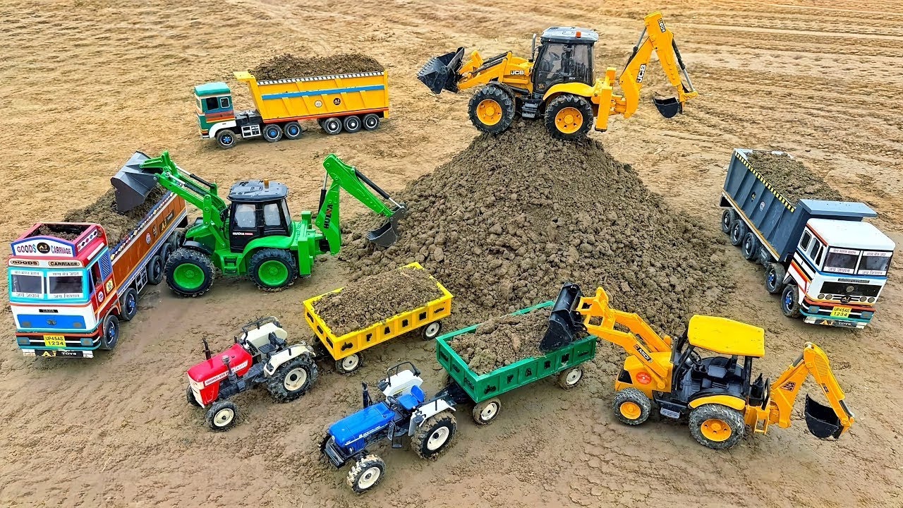 JCB 5CX Loading Mud BharatBenz Truck Swaraj Tractor Pickup Tipper? Jcb Ki Khudai | Tractor cartoon