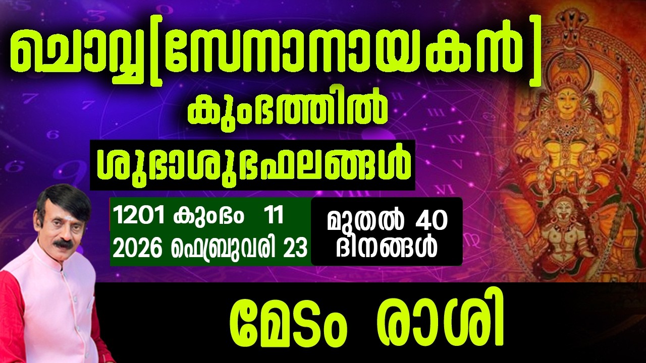 ചൊവ്വ(സേനാനായകൻ)കുംഭത്തിൽ - മേടം രാശി#astrology #malayalam #horoscope #zodiac