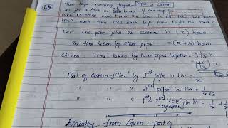 class 10 Quadratic equation chapter statement problems-pipes and Cistern