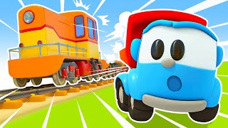 Car cartoons & car cartoon full episodes  Leo the Truck & train station for trains.