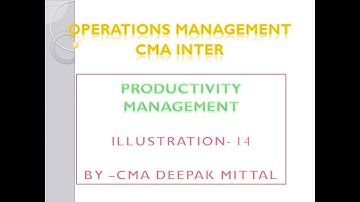 CMA Inter I OM I Productivity Management I Topic 5 I Syllabus 2022 I Illustration 14