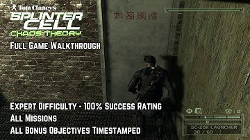 Splinter Cell Chaos Theory | 100% Success Rating | Full Game Walkthrough | Expert Difficulty