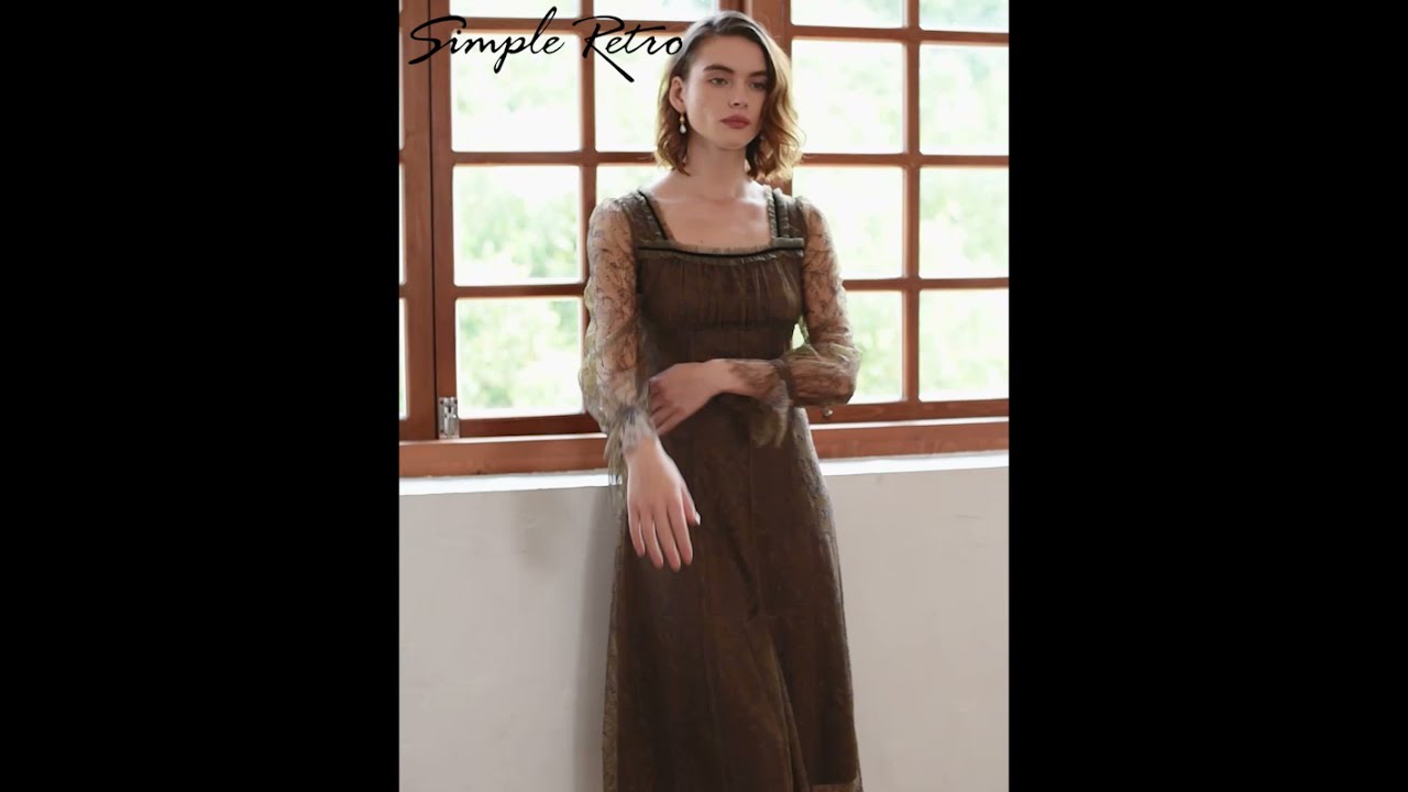 Simple Retro | Kelsy French Floral Lace Green Midi Dress | 2021 Pre-Fall