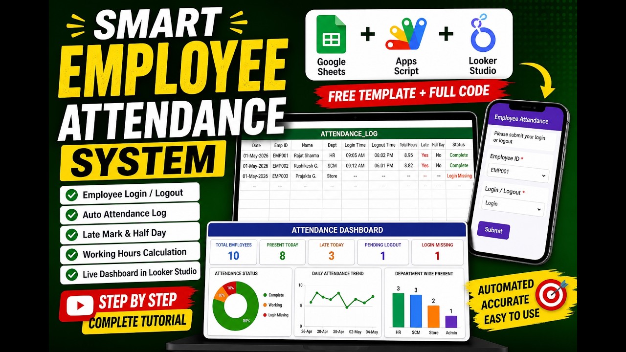 Build Smart Employee Attendance System in Google Sheets + Looker Studio ...