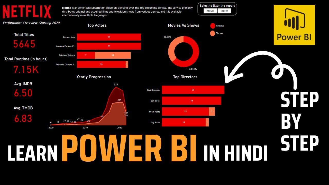 Power BI Tutorial for Beginners in Hindi | Netflix Dashboard in Power ...