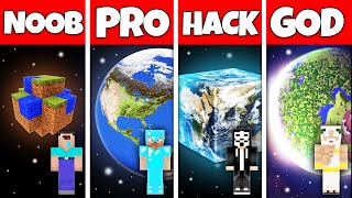 Minecraft Battle: NOOB vs PRO vs HACKER vs GOD INSIDE PLANET HOUSE BASE BUILD CHALLENGE in Minecraft