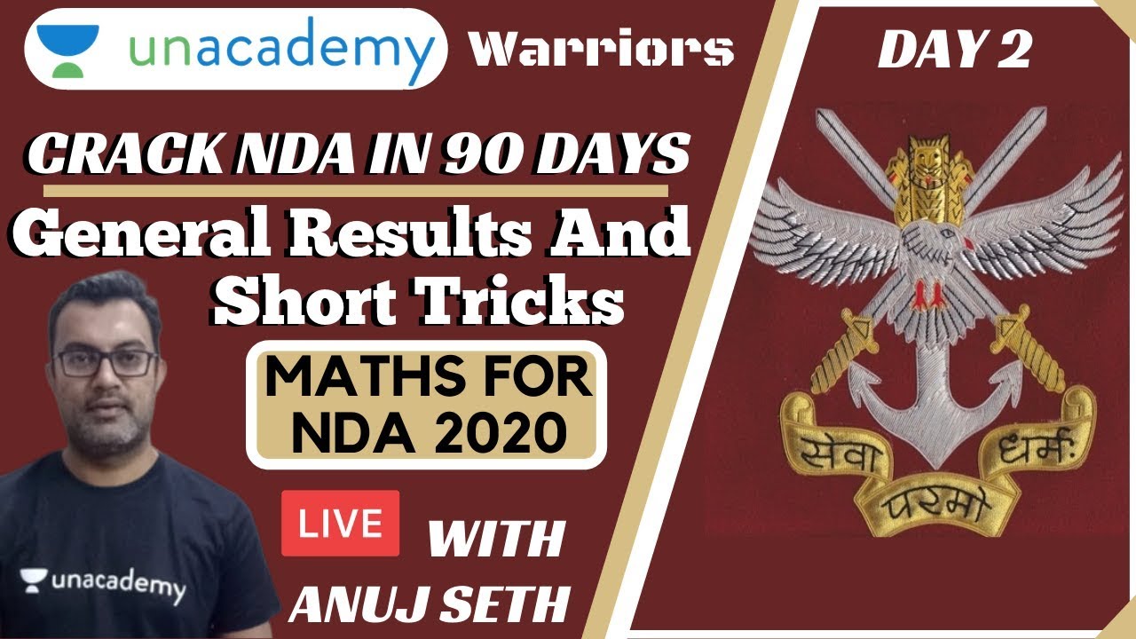 Maths General Results & Short Tricks Series | Crack NDA 2020 in 90 days | NDA 2020 | Anuj Seth