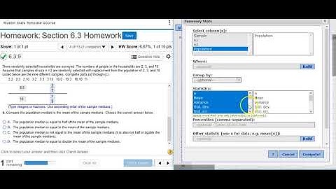 [6.3.9] Creating in StatCrunch a probability distribution table for a medians sampling distribution