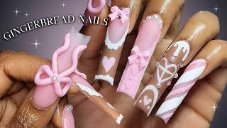 Gingerbread Polygel Nails🎀🤎💕 Cute christmas nail art + how to do 3d nail art with polygel ✨ Net Worth