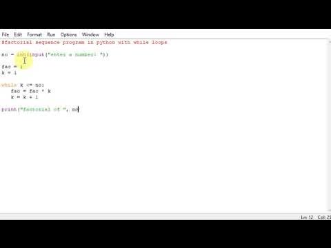 factorial sequence program in python with while loops - YouTube