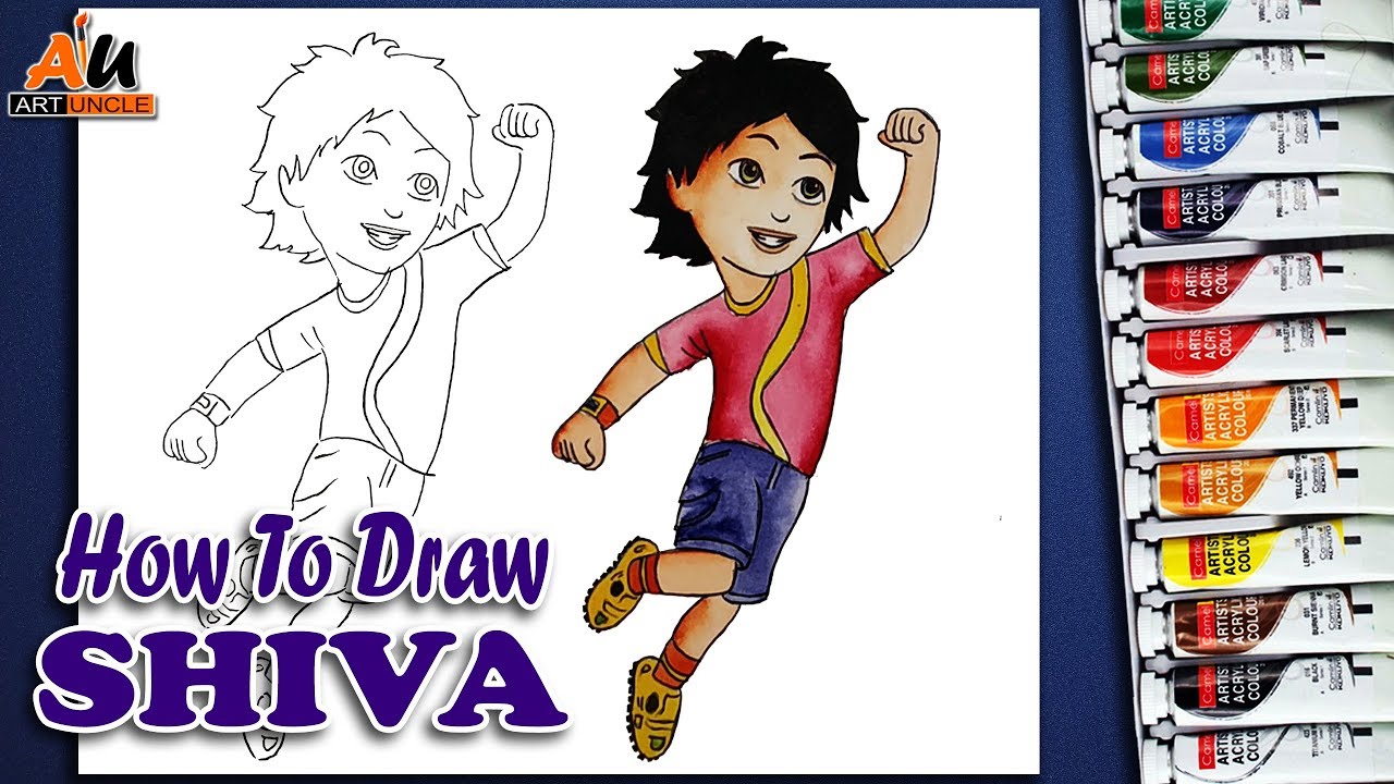 How to Draw | Shiva Cartoon Drawing Easy | Step by Step | Easy Drawing  Tutorial for Kids - YouTube