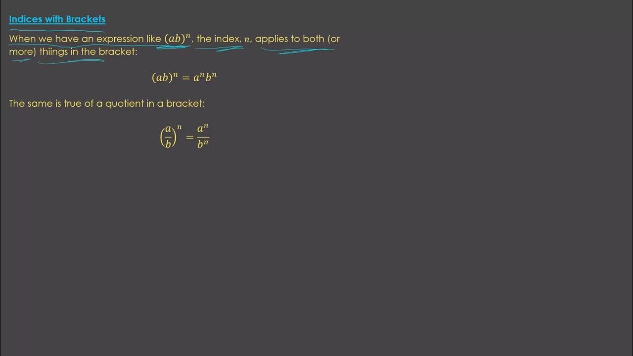 Year 9 Indices Indices with Brackets Intro YouTube