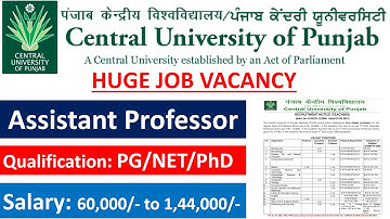 Teaching Job in Central University of Punjab | Vacancy in Punjab Central University | Job Vacancy