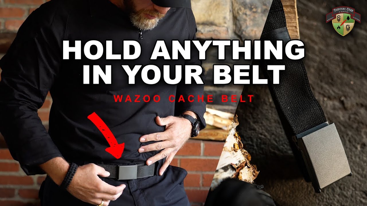 Wazoo Cache Belt | EDC Survival Belts with Hidden Pocket Medium (46 Inches) / Black