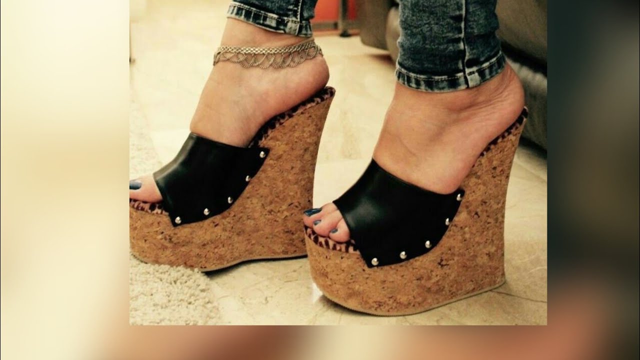 Finest designs of wooden wedge heel mule sandals for ladies. - YouTube