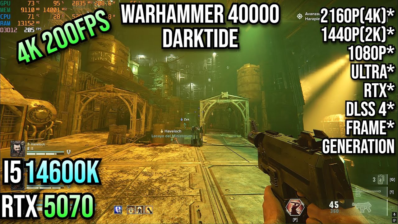 Warhammer : 40K  Darktide - RTX 5070  - 4K,1440p,1080p,Ultra,DLSS4,RTX,FG,i5 14600k,4K 200Fps