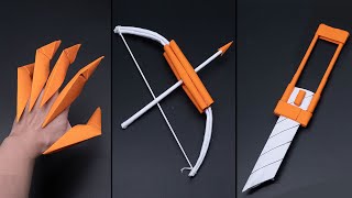 03 Easy Origami Paper Ninja Weapons || Ninja Claws | Ninja Bow | Ninja Knife