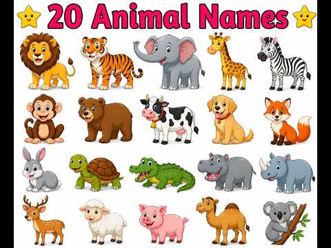 20 Animal Names in English and Hindi with Pictures | Animal Names | Kids Learning #animalsname