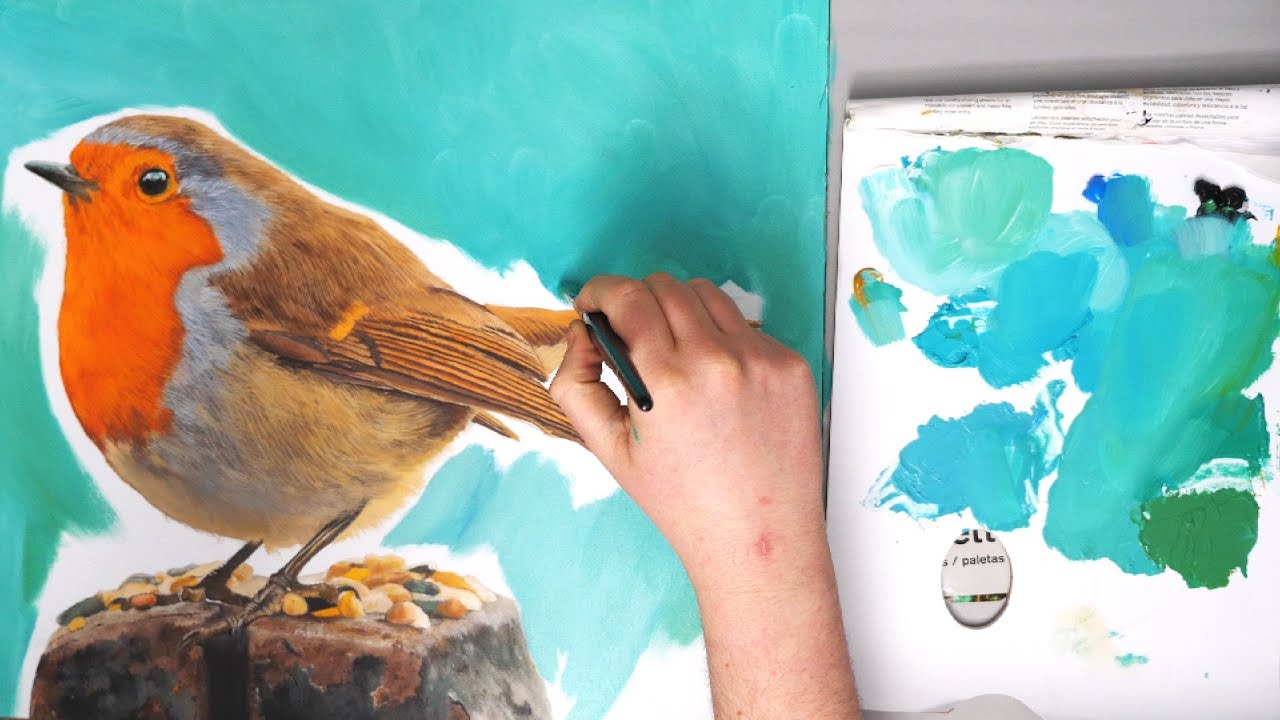 How to paint a Robin in oils part 4 - YouTube
