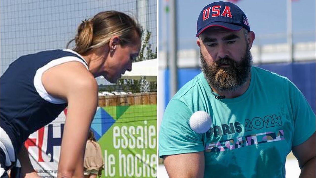 🏑 Kylie Kelce teaches Jason Kelce Field Hockey at the Paris Olympics